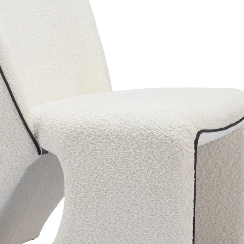 29" Ivory Faux Shearling And Upholstered Side Chair Homeroots Living Room