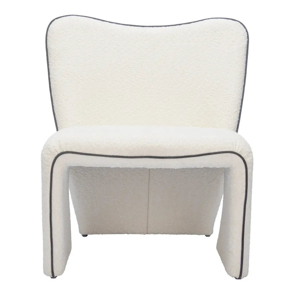 29" Ivory Faux Shearling And Upholstered Side Chair Homeroots Living Room