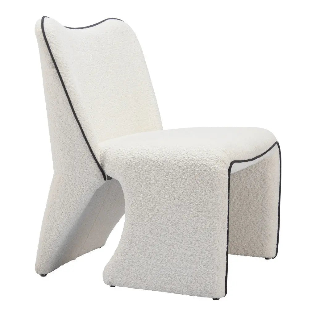 29" Ivory Faux Shearling And Upholstered Side Chair Homeroots Living Room