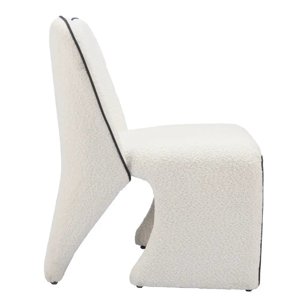 29" Ivory Faux Shearling And Upholstered Side Chair Homeroots Living Room