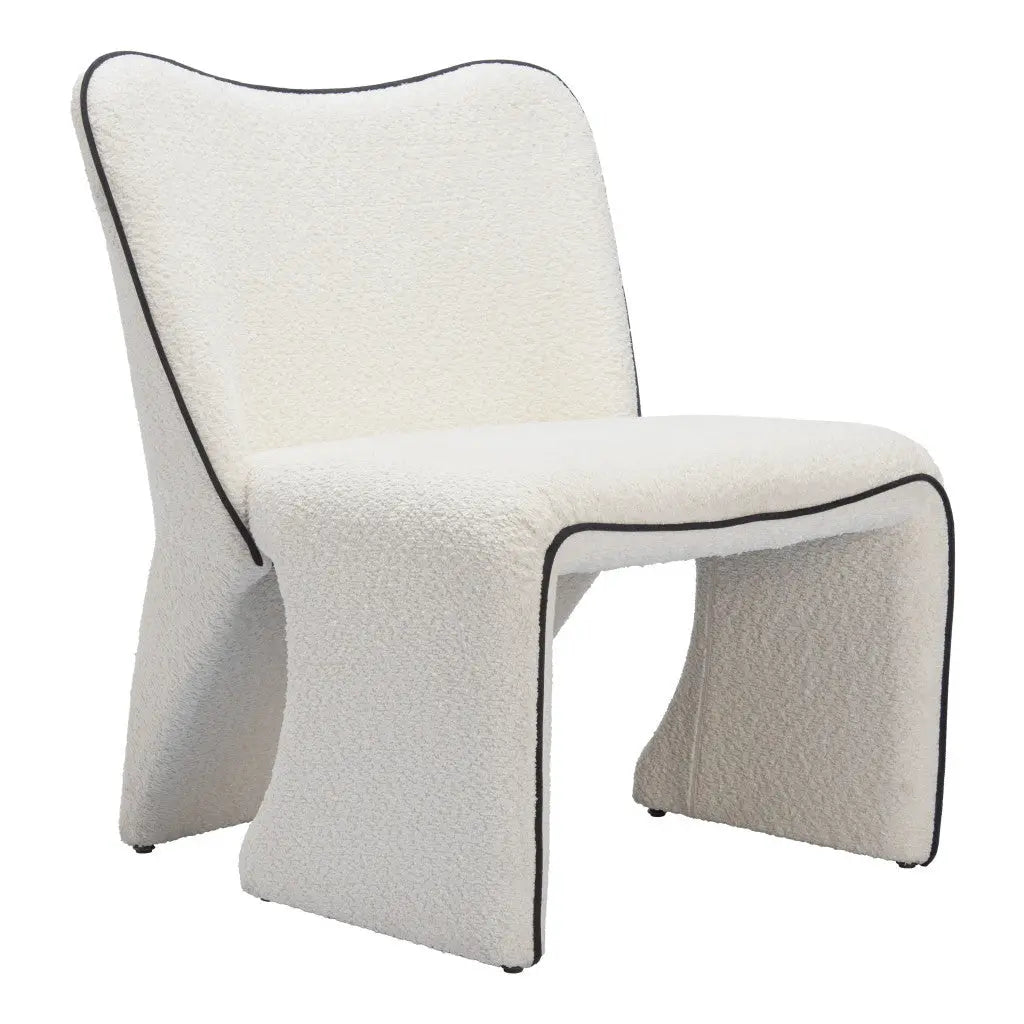 29" Ivory Faux Shearling And Upholstered Side Chair Homeroots Living Room