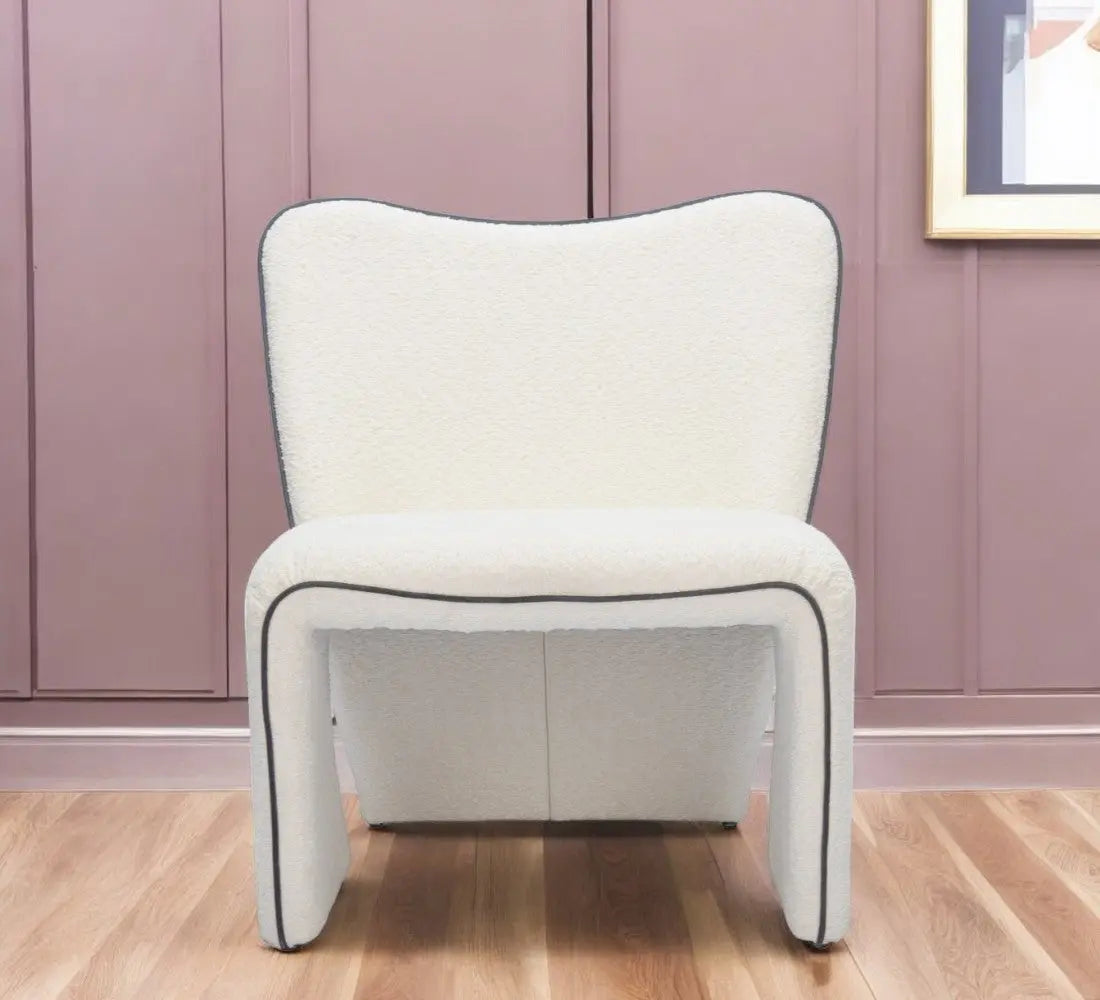 29" Ivory Faux Shearling And Upholstered Side Chair Homeroots Living Room