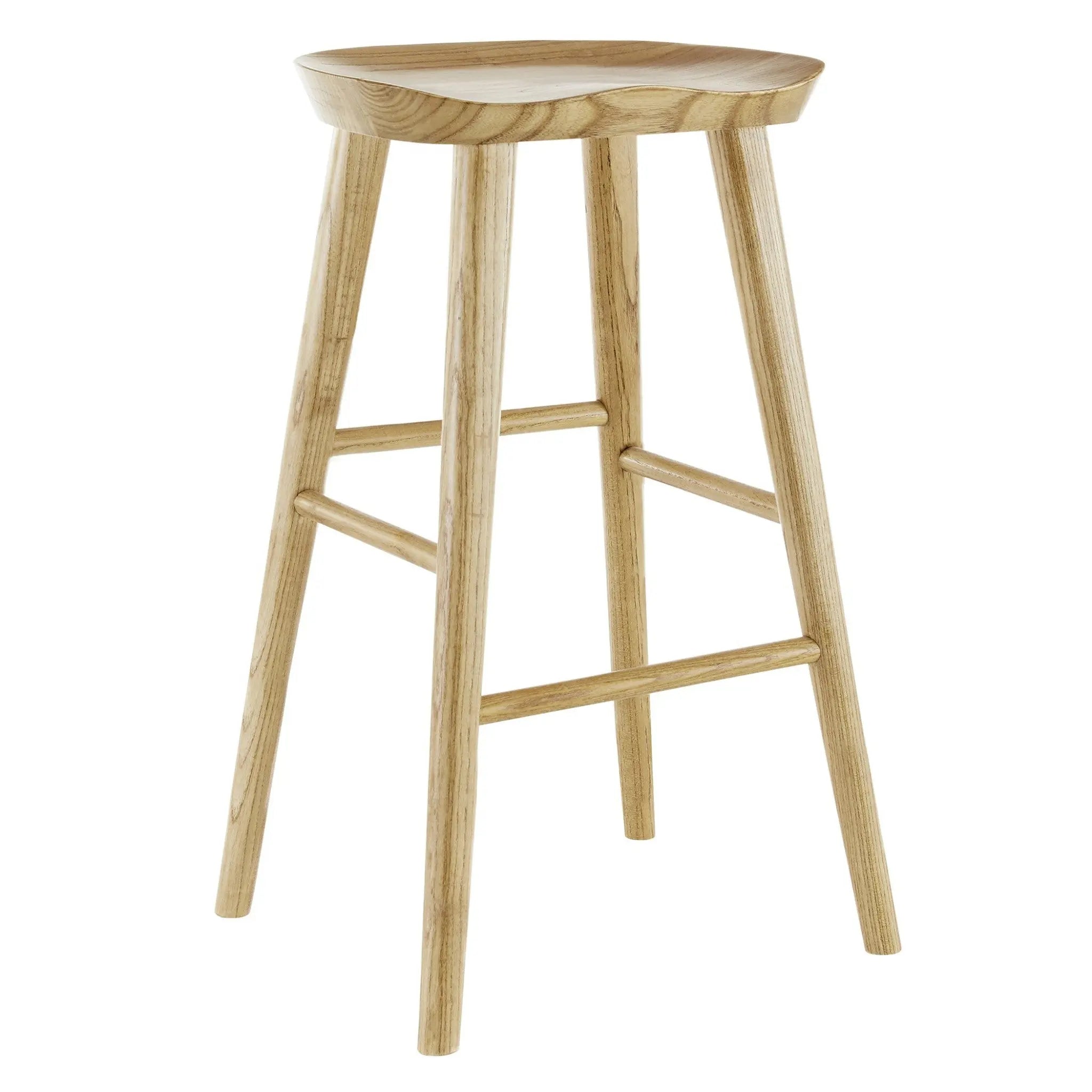 29" Natural Manufactured Wood Backless Bar Height Bar Chair Homeroots Living Room