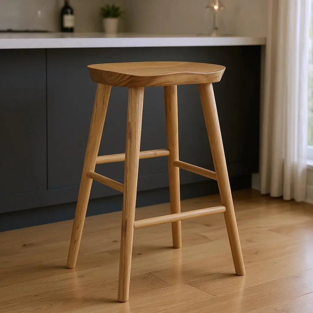 29" Natural Manufactured Wood Backless Bar Height Bar Chair Homeroots Living Room
