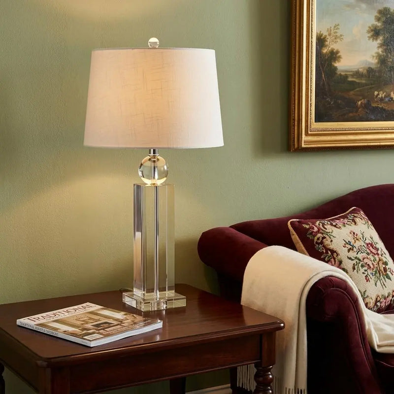 29" Silver And Clear Table Lamp With Empire Shade Homeroots Lighting
