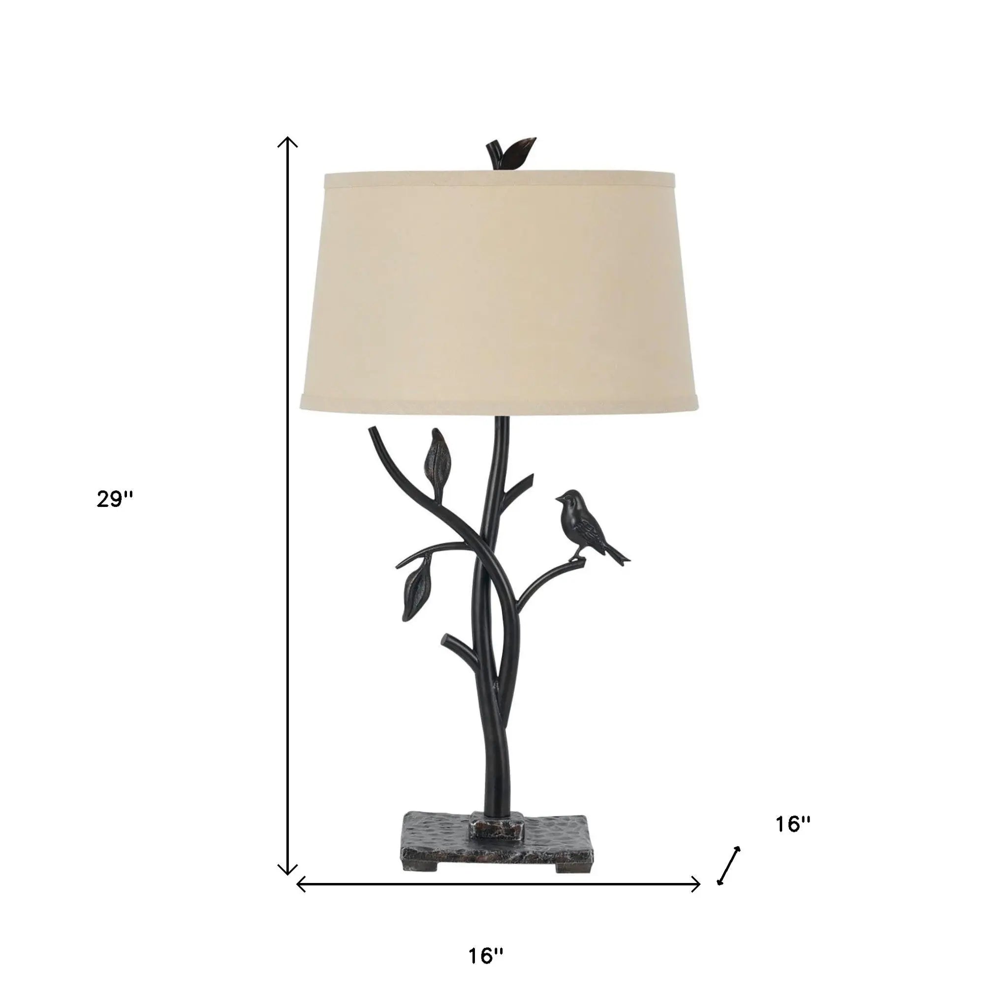 29" Tan Metal Table Lamp With Tan Empire Shade - GreatEagleInc