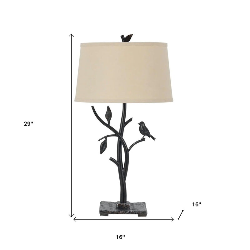 29" Tan Metal Table Lamp With Tan Empire Shade - GreatEagleInc