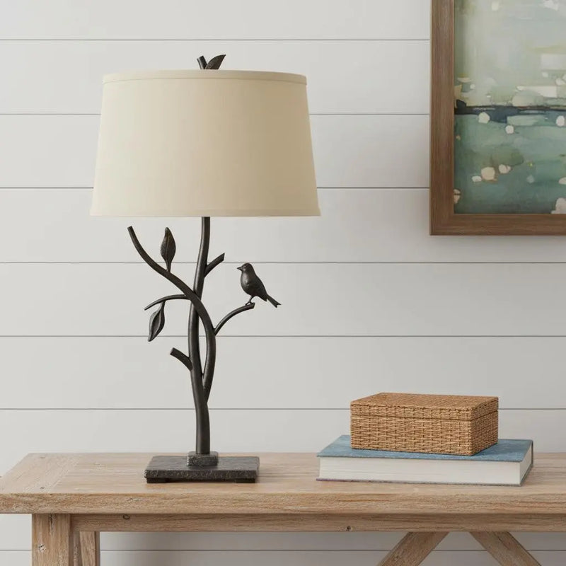 29" Tan Metal Table Lamp With Tan Empire Shade - GreatEagleInc