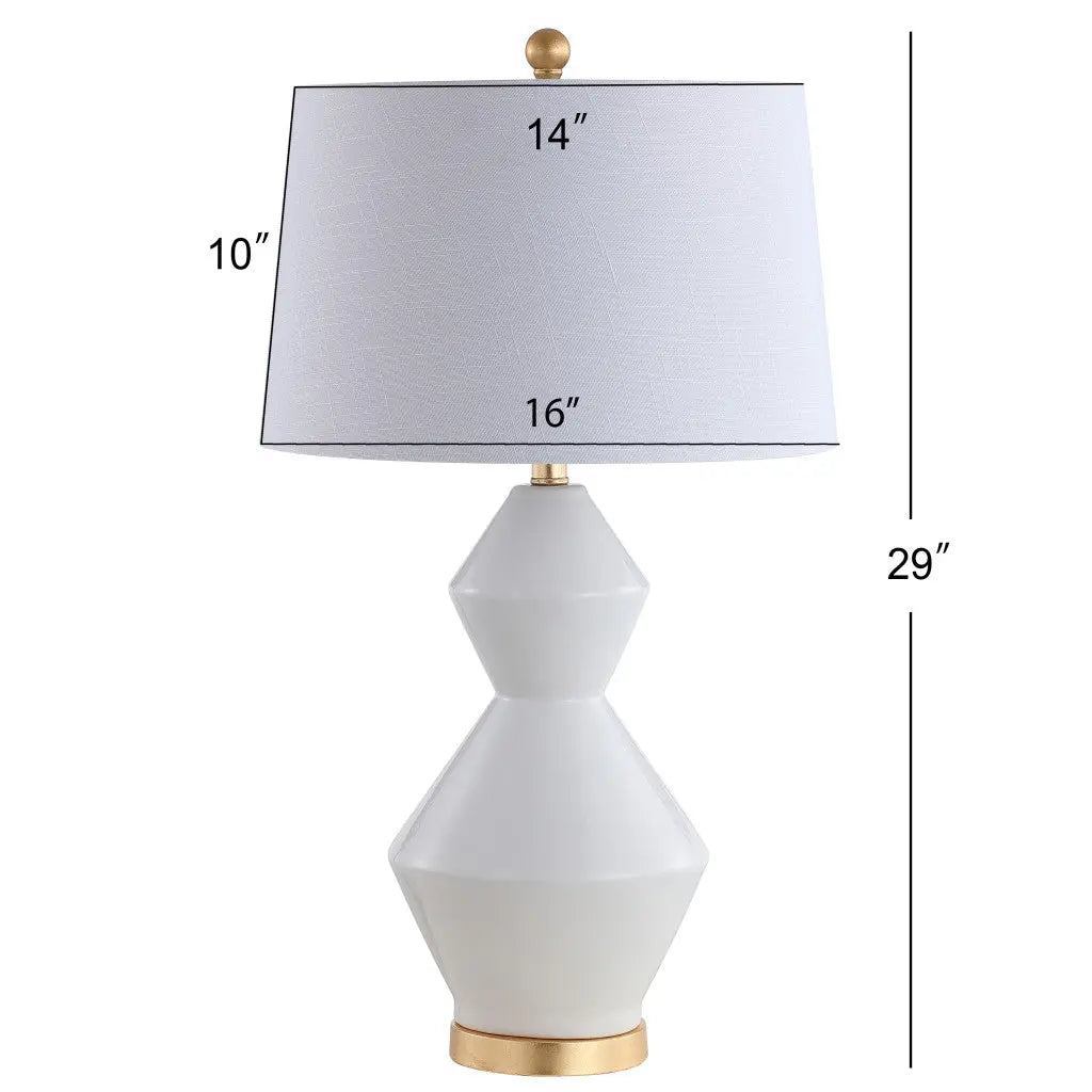 29" White And Gold Novelty Bedside Lamp With Drum Shade Homeroots Lighting