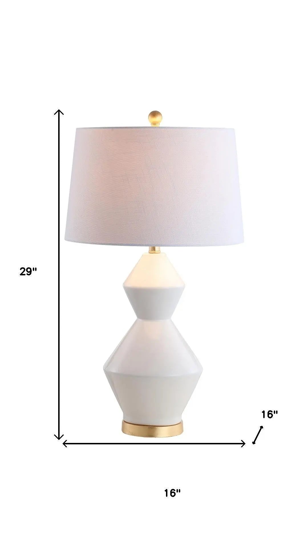 29" White And Gold Novelty Bedside Lamp With Drum Shade Homeroots Lighting