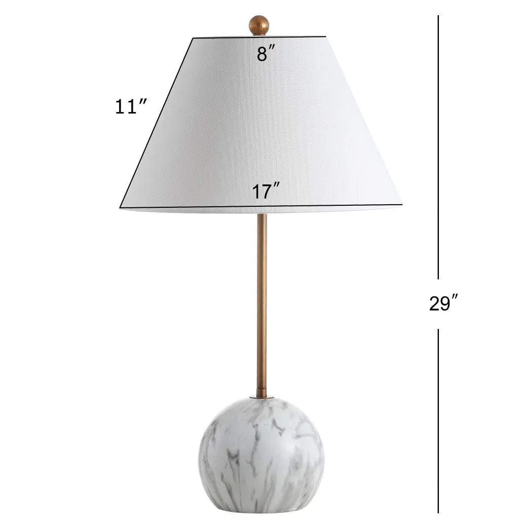 29" White Globe Table Lamp With Globe Shade Homeroots Lighting