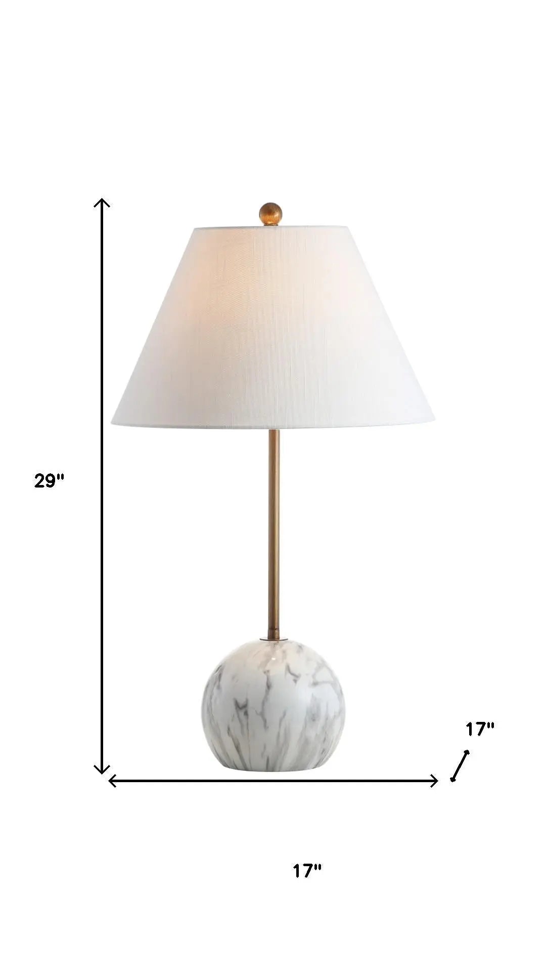 29" White Globe Table Lamp With Globe Shade Homeroots Lighting