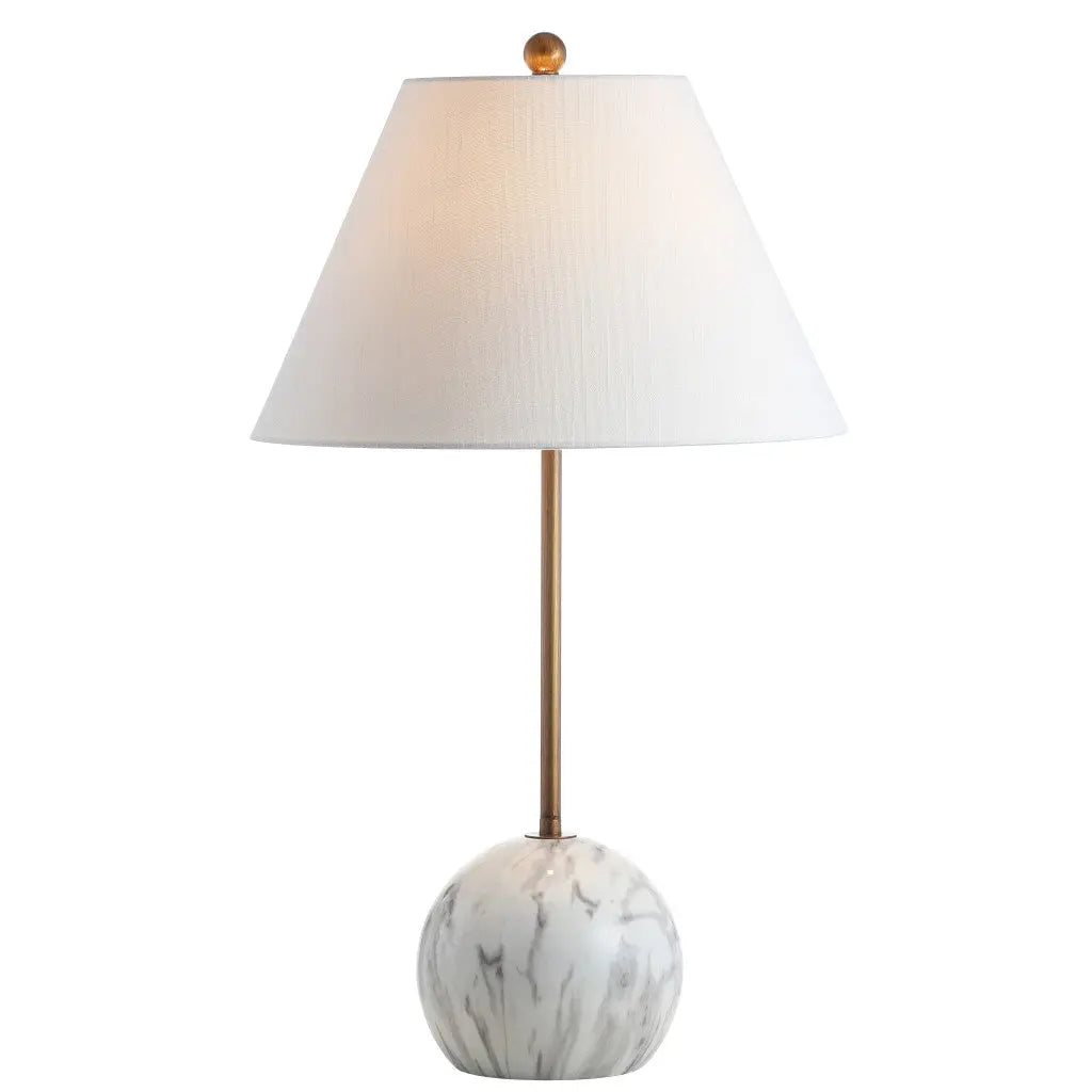 29" White Globe Table Lamp With Globe Shade Homeroots Lighting