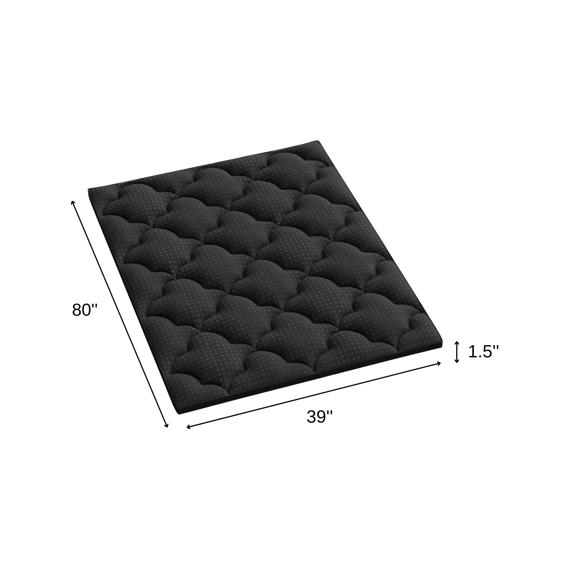 2" Black Cotton Extra-long Twin Mattress Topper - GreatEagleInc