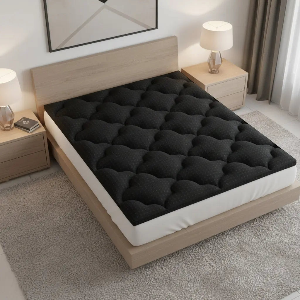 2" Black Cotton Extra-long Twin Mattress Topper - GreatEagleInc