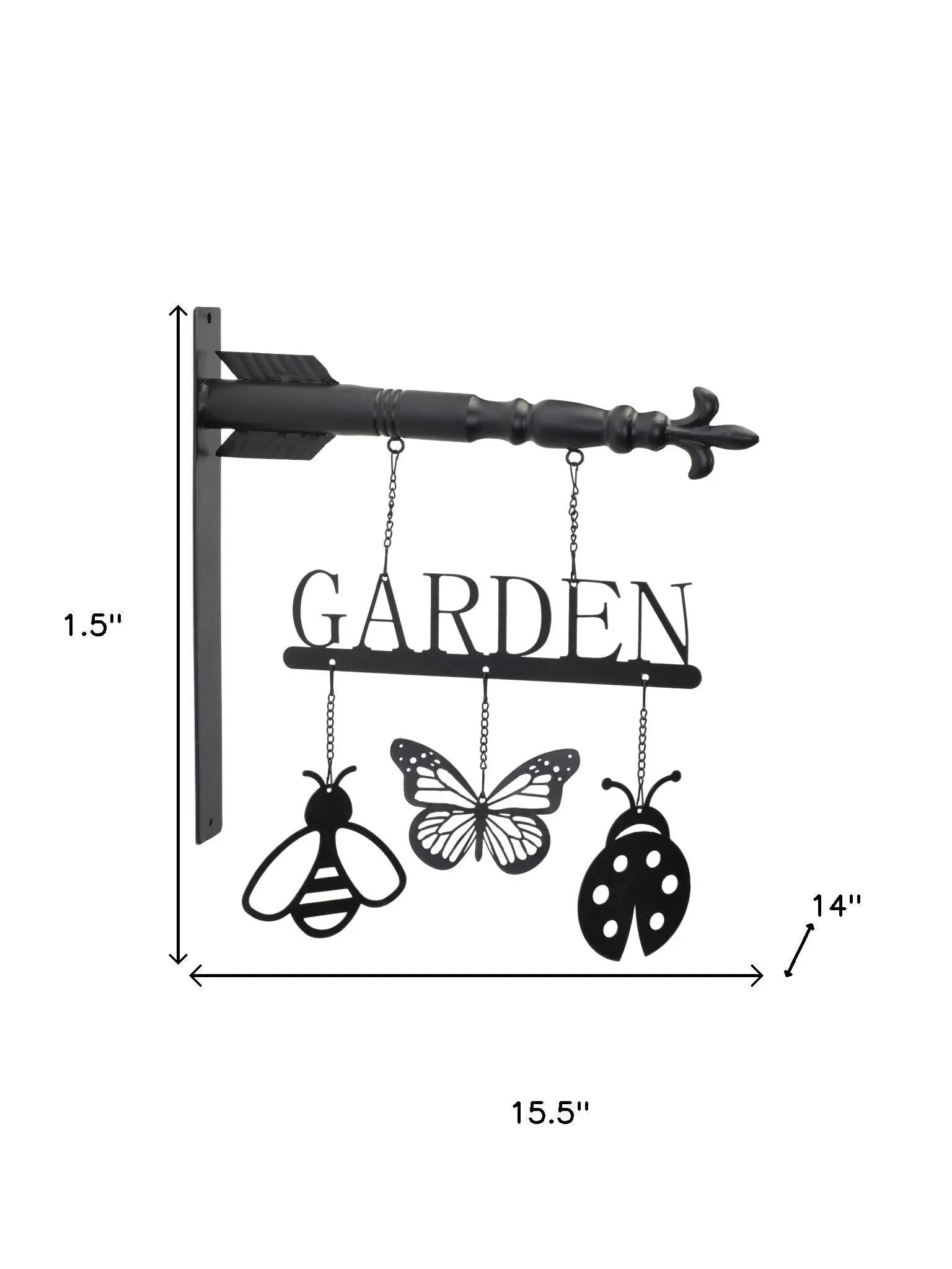 2" Black Metal Garden Sign Homeroots Outdoor
