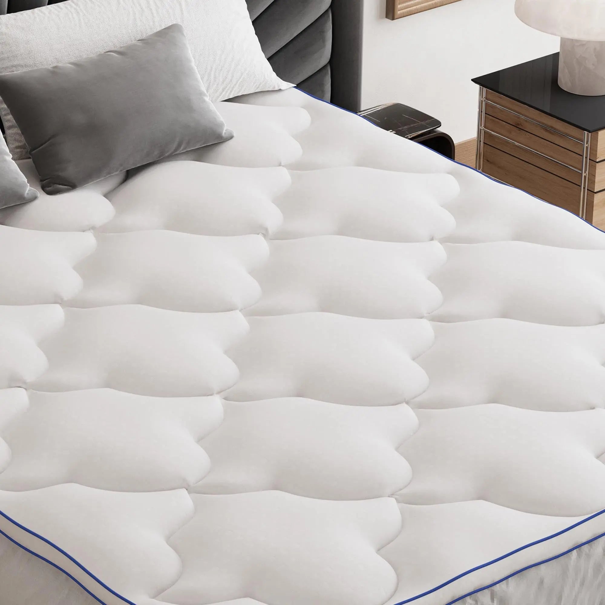 2" White Cotton King Mattress Topper - GreatEagleInc