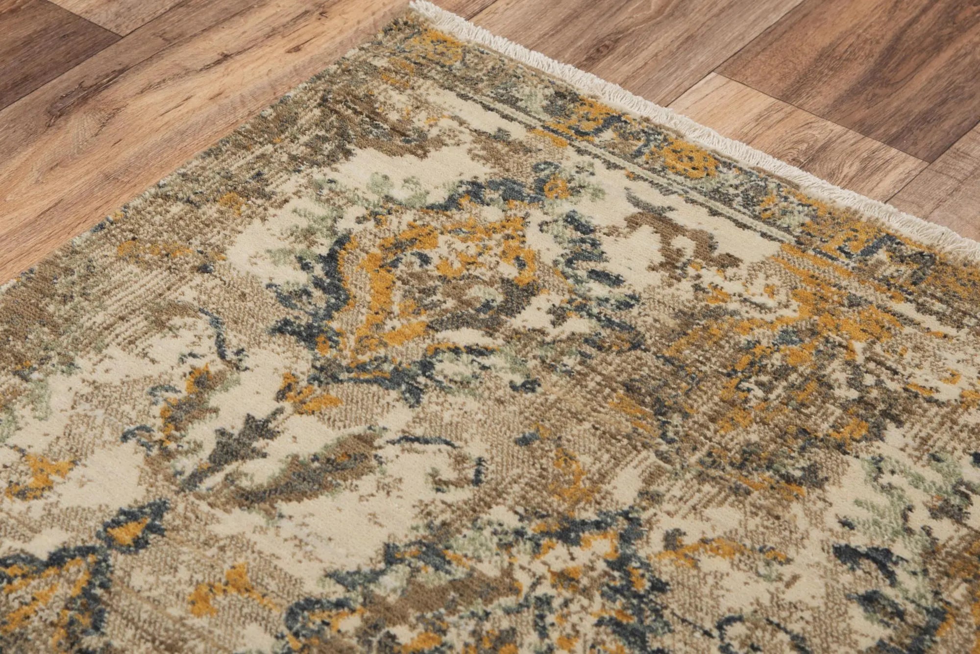 2' X 3' Beige Brown Ivory And Green Wool Oriental Hand Carved Handmade Area Rug Homeroots Home Decor