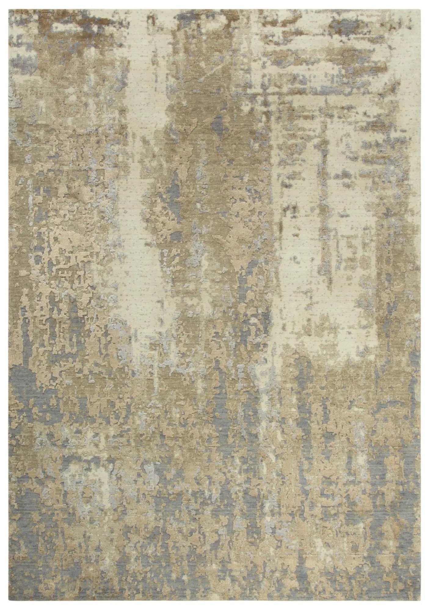 2' X 3' Beige Gray And Ivory New Zealand Lambs Wool Abstract Hand Carved Handmade Area Rug Homeroots Home Decor