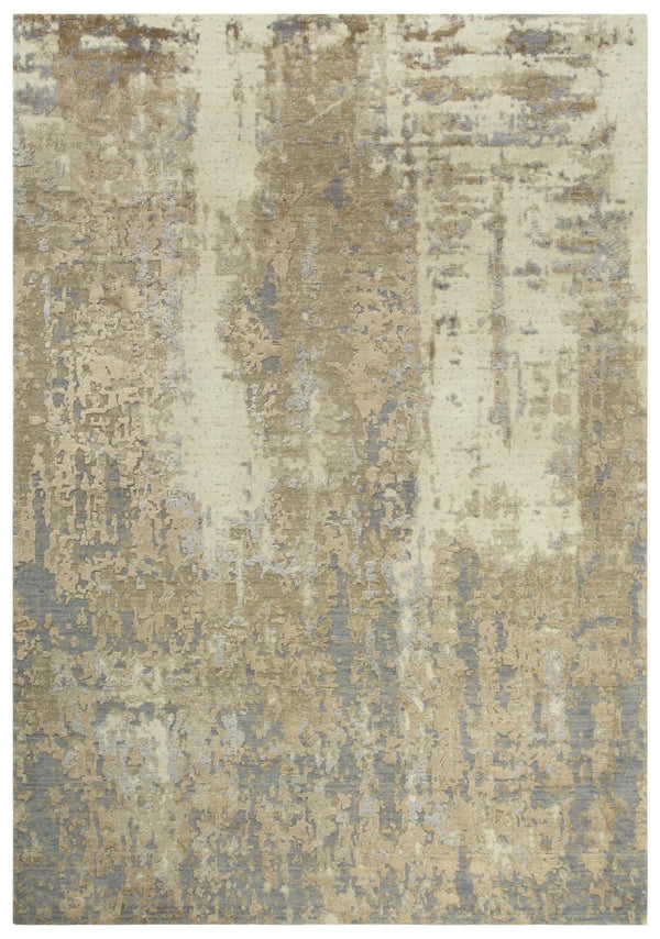 2' X 3' Beige Gray And Ivory New Zealand Lambs Wool Abstract Hand Carved Handmade Area Rug Homeroots Home Decor