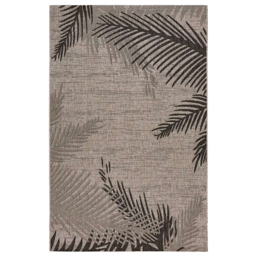 2' X 3' Beige Palm Leaf Indoor Outdoor Area Rug Homeroots Outdoor