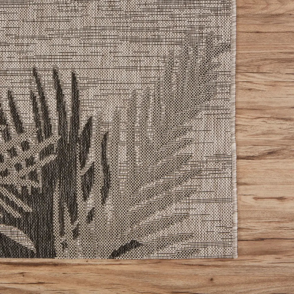 2' X 3' Beige Palm Leaf Indoor Outdoor Area Rug Homeroots Outdoor