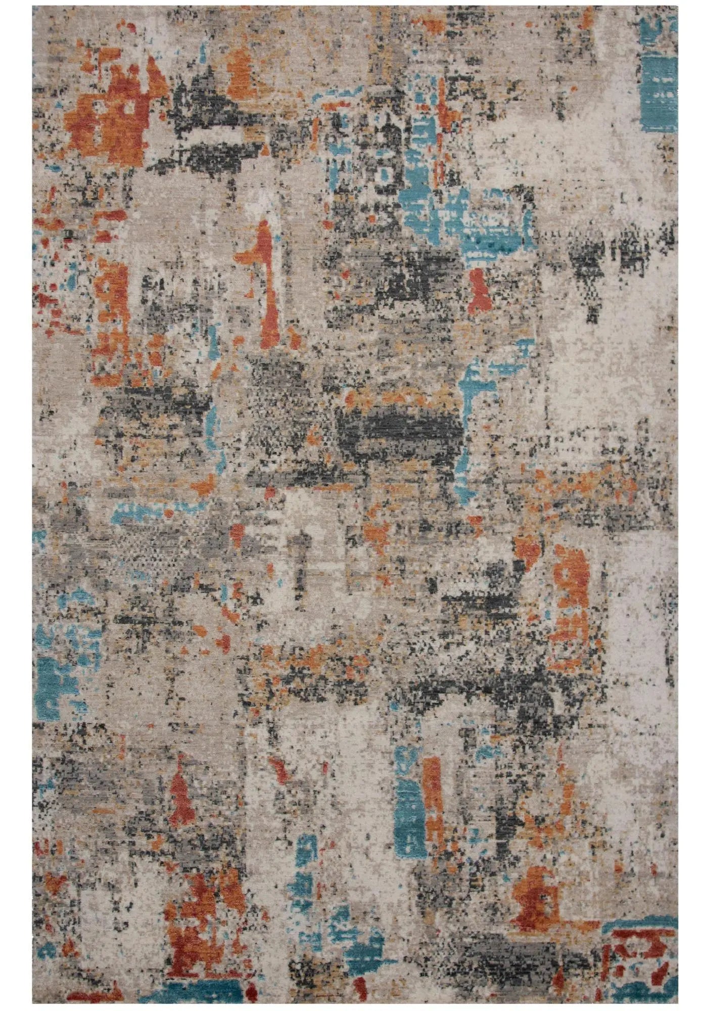 2' X 3' Beige Yellow Orange Blue Ivory Gray Charcoal And Red New Zealand Lambs Wool Abstract Hand Carved Handmade Area Rug Homeroots Home Decor