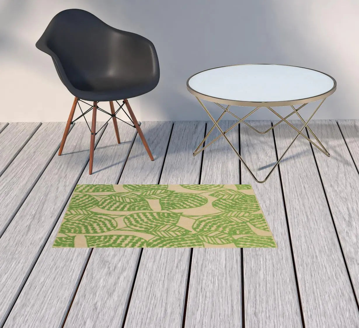 2' X 3' Beige and Black Floral Stain Resistant Indoor Outdoor Area Rug Homeroots Outdoor