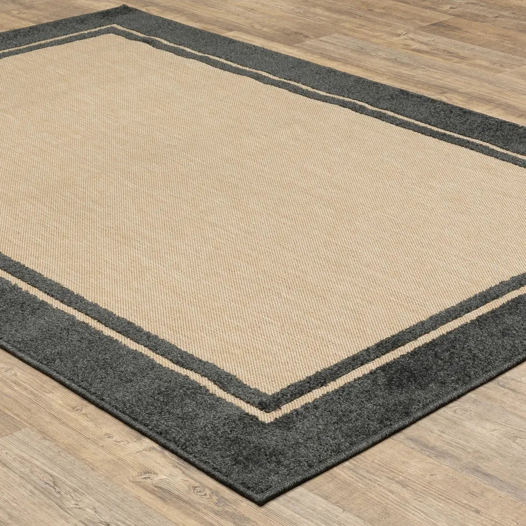 2' X 3' Beige and Black Stain Resistant Indoor Outdoor Area Rug Homeroots Outdoor