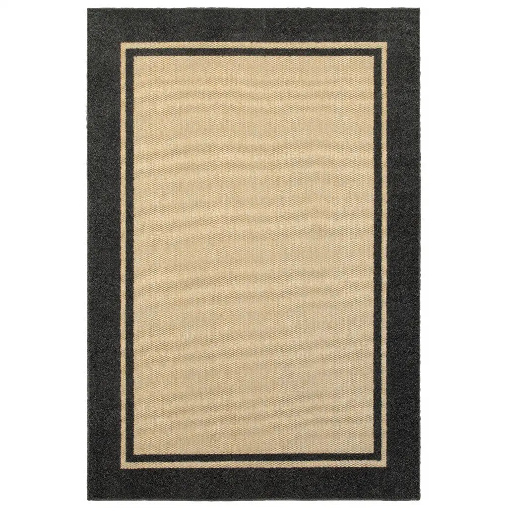 2' X 3' Beige and Black Stain Resistant Indoor Outdoor Area Rug Homeroots Outdoor