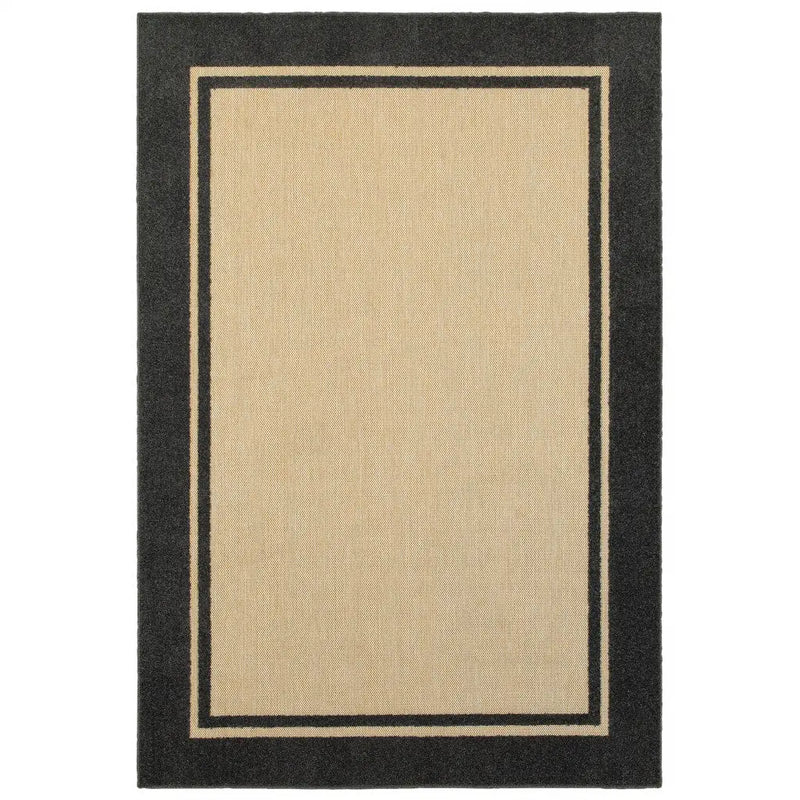2' X 3' Beige and Black Stain Resistant Indoor Outdoor Area Rug Homeroots Outdoor