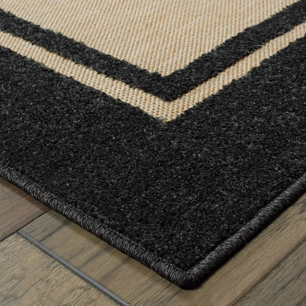 2' X 3' Beige and Black Stain Resistant Indoor Outdoor Area Rug Homeroots Outdoor