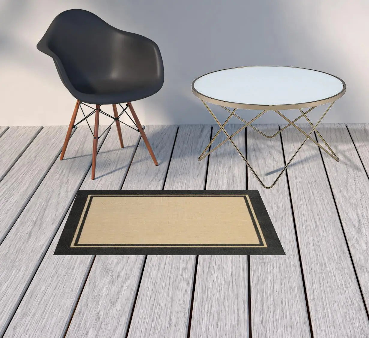 2' X 3' Beige and Black Stain Resistant Indoor Outdoor Area Rug Homeroots Outdoor