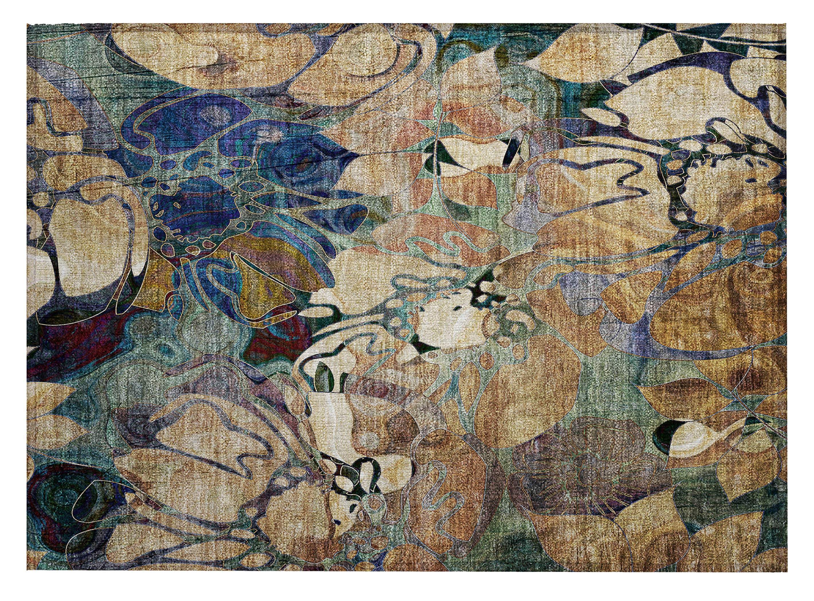 2' X 3' Beige and Blue Abstract Washable Indoor Outdoor Area Rug - GreatEagleInc