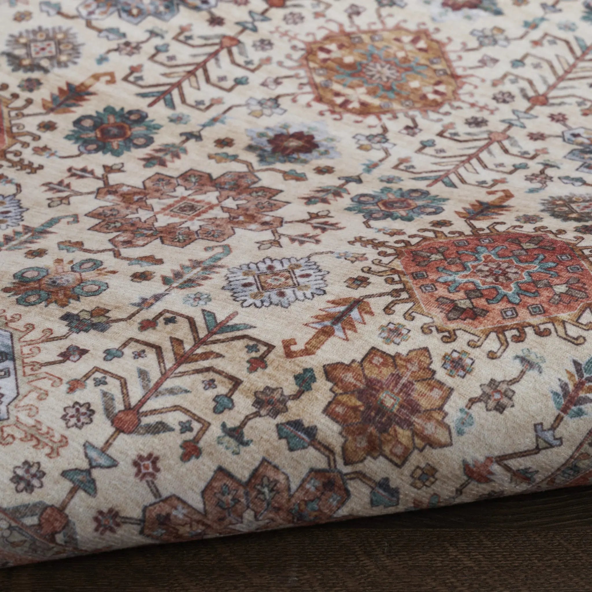 2' X 3' Beige and Orange Oriental Distressed Non Skid Area Rug GreatEagleInc