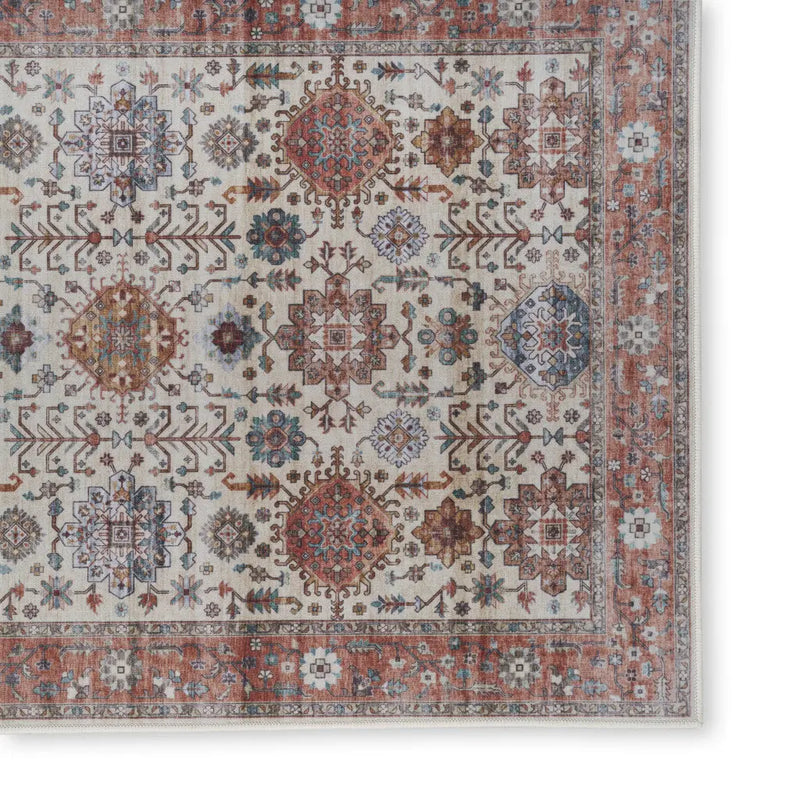 2' X 3' Beige and Orange Oriental Distressed Non Skid Area Rug GreatEagleInc