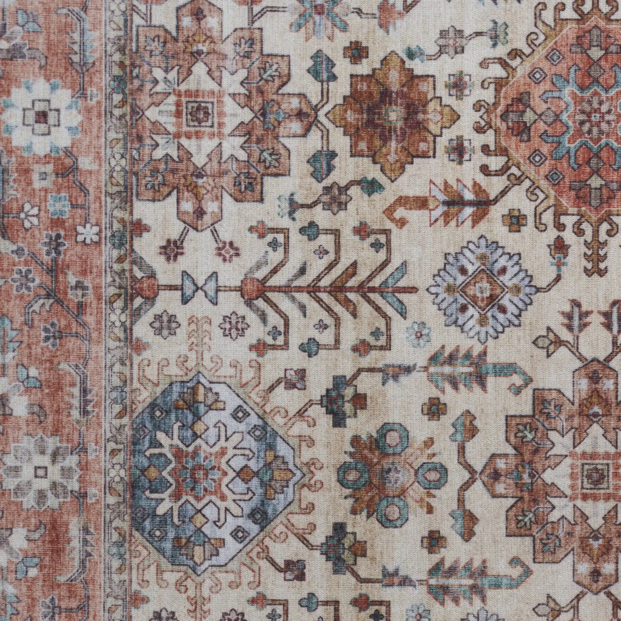 2' X 3' Beige and Orange Oriental Distressed Non Skid Area Rug GreatEagleInc