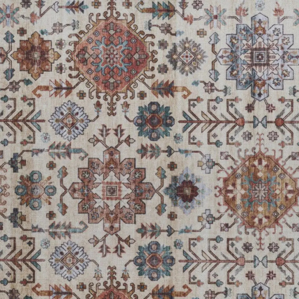2' X 3' Beige and Orange Oriental Distressed Non Skid Area Rug GreatEagleInc