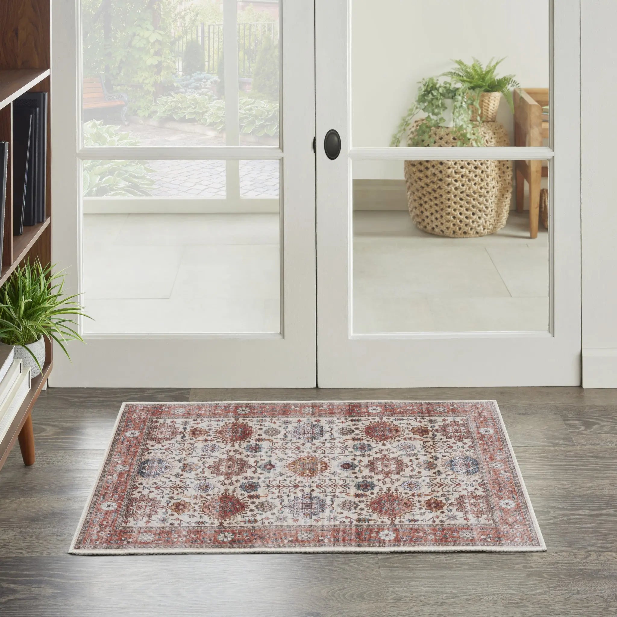 2' X 3' Beige and Orange Oriental Distressed Non Skid Area Rug GreatEagleInc