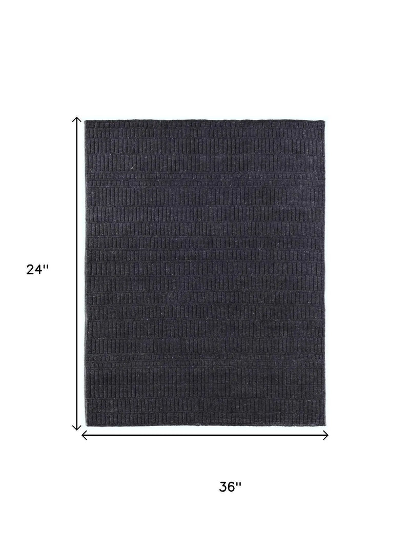 2' X 3' Black And Gray Wool Hand Knotted Area Rug Homeroots Home Decor