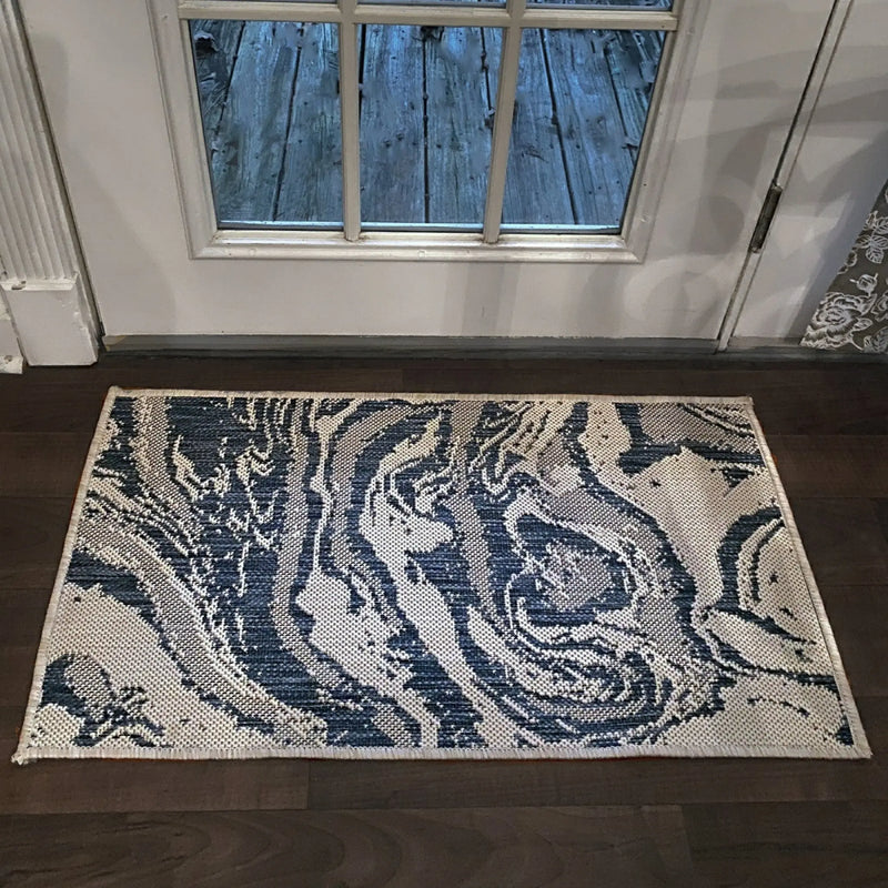 2' X 3' Blue And Gray Indoor Outdoor Area Rug Homeroots Outdoor