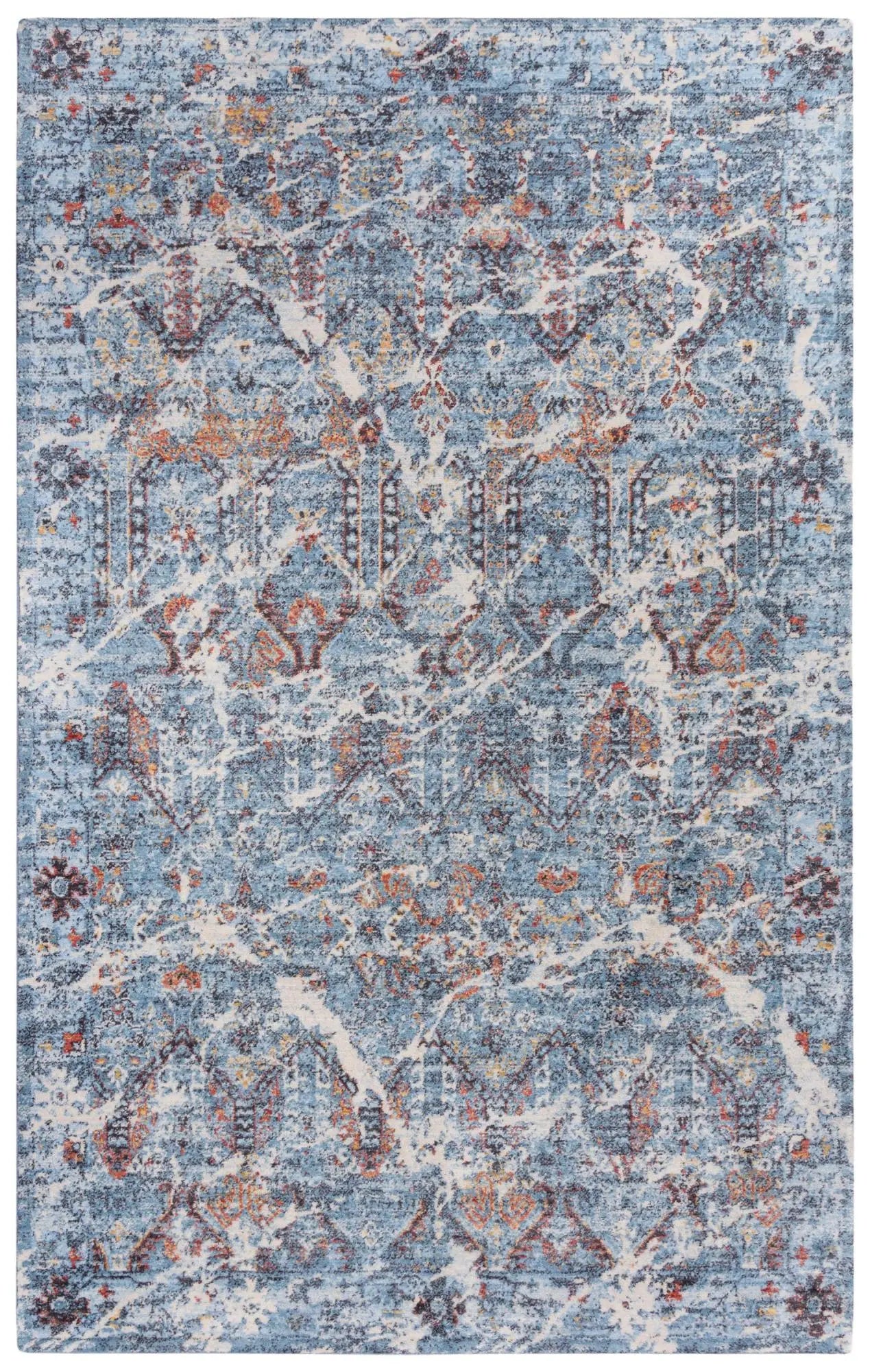 2' X 3' Blue Beige And Ivory New Zealand Lambs Wool Abstract Hand Carved Handmade Area Rug Homeroots Home Decor