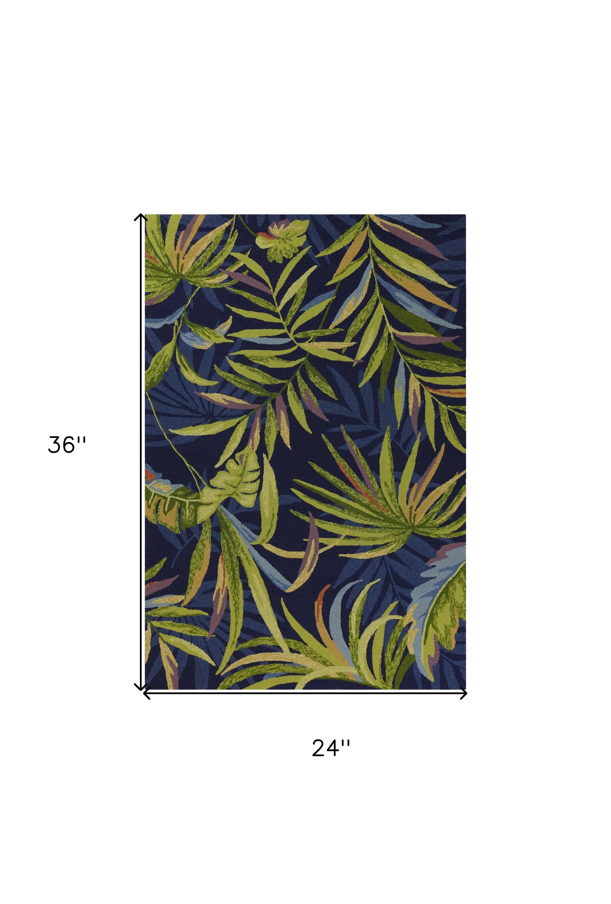 2' X 3' Blue Floral Handmade Indoor Outdoor Area Rug Homeroots Outdoor