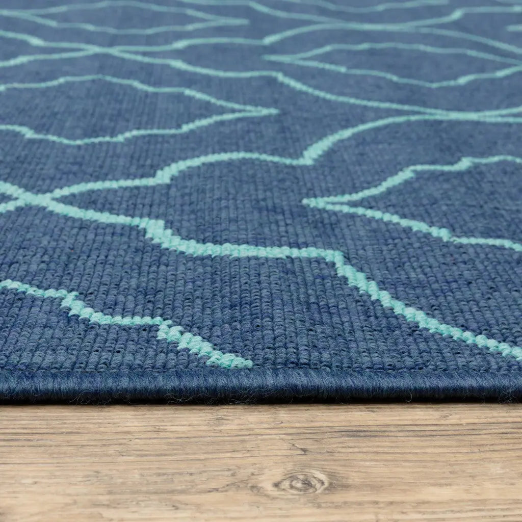 2' X 3' Blue Geometric Stain Resistant Indoor Outdoor Area Rug Homeroots Outdoor