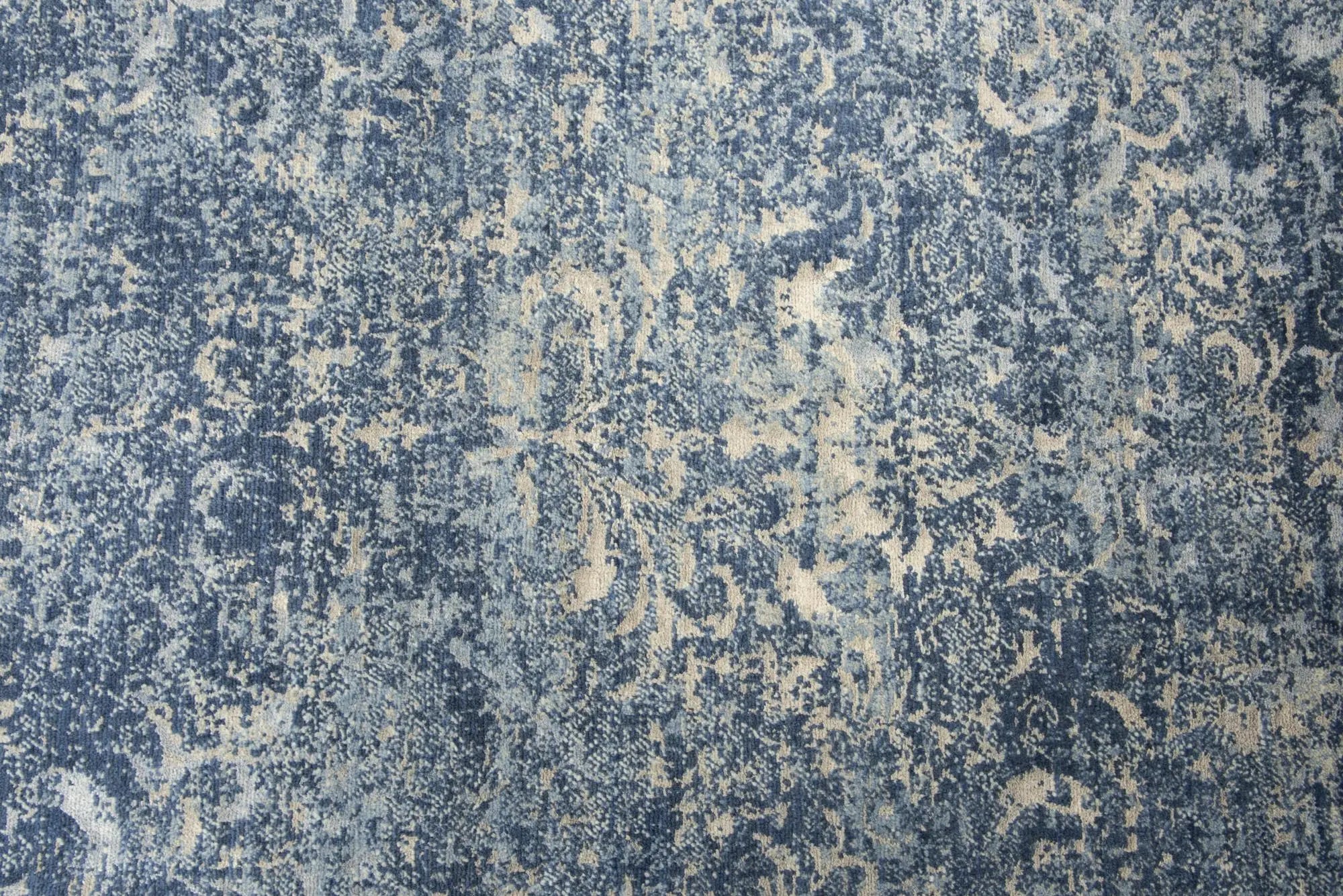 2' X 3' Blue Gray Beige And Ivory New Zealand Lambs Wool Oriental Hand Carved Handmade Area Rug Homeroots Home Decor