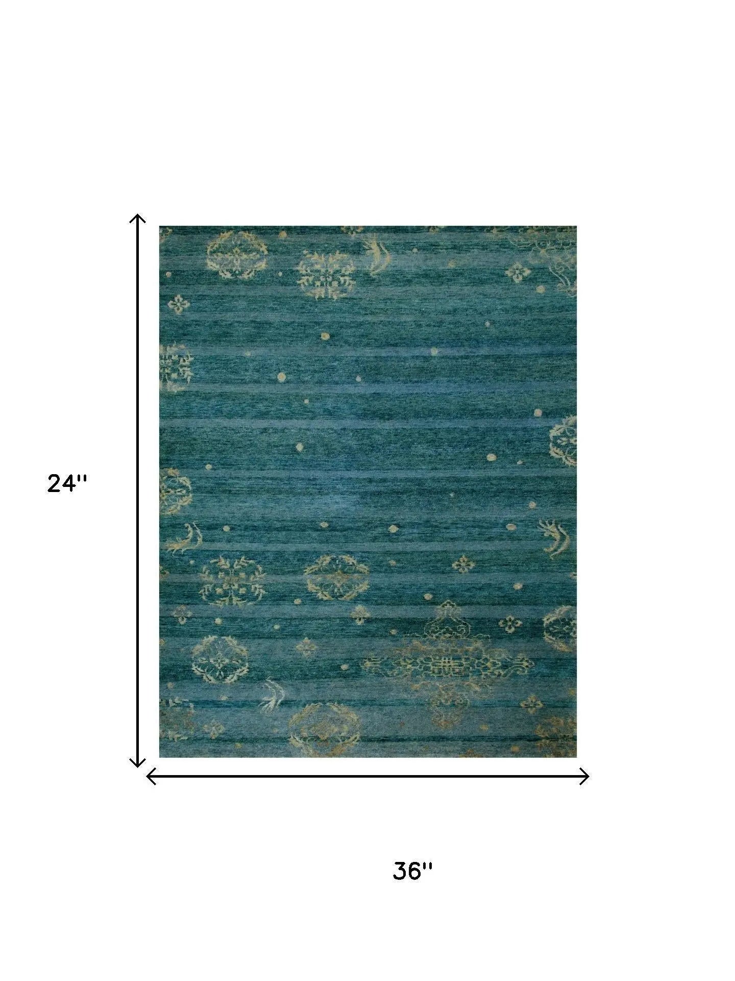 2' X 3' Blue Green And Tan Striped Hand Knotted Area Rug Homeroots Home Decor