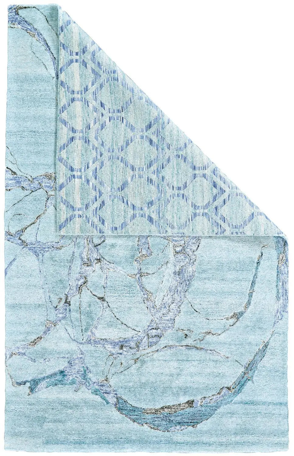 2' X 3' Blue White And Ivory Abstract Hand Tufted Area Rug Homeroots Home Decor