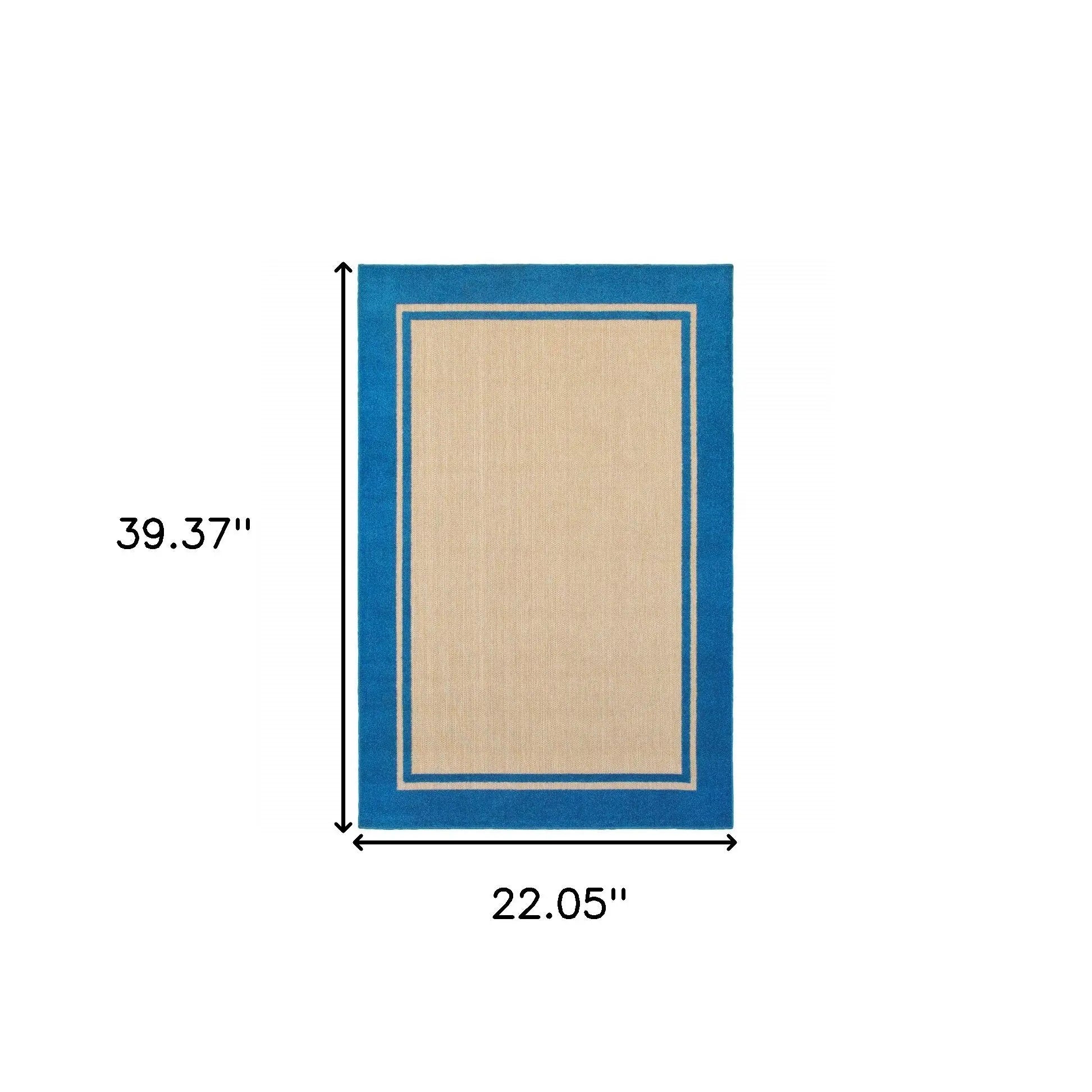 2' X 3' Blue and Beige Stain Resistant Indoor Outdoor Area Rug Homeroots Outdoor