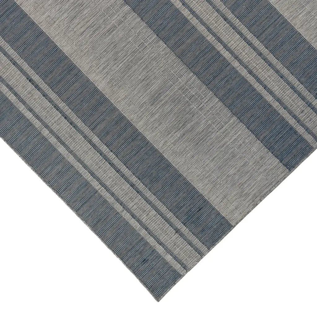 2' X 3' Blue and Gray Striped Stain Resistant Indoor Outdoor Area Rug Homeroots Outdoor