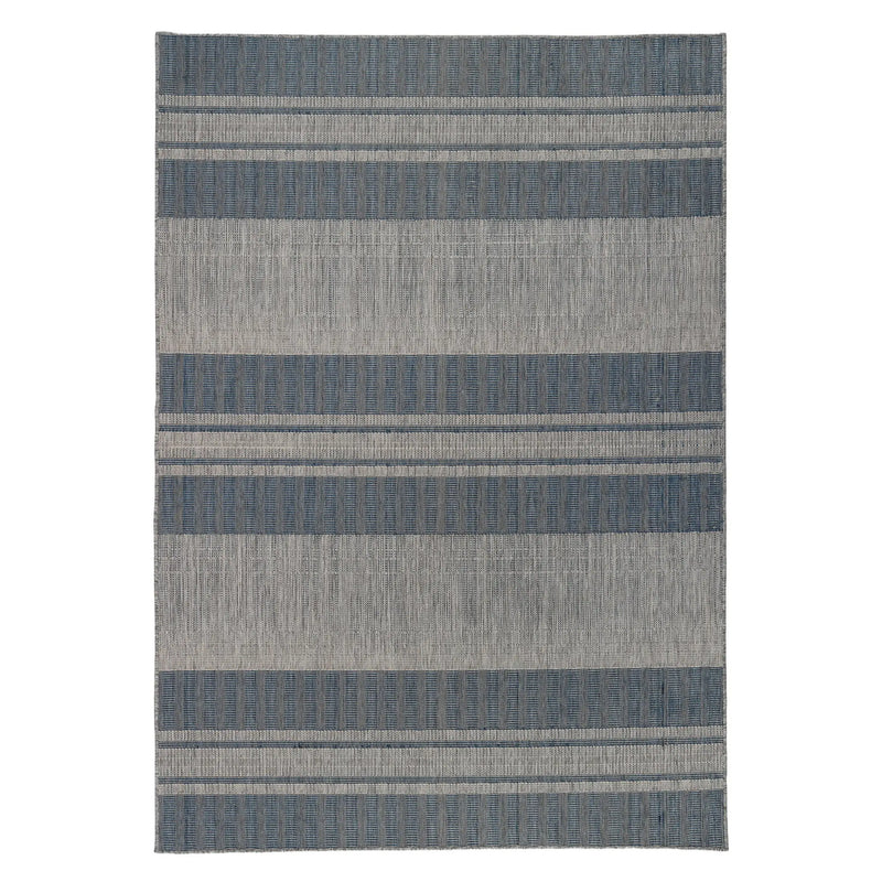 2' X 3' Blue and Gray Striped Stain Resistant Indoor Outdoor Area Rug Homeroots Outdoor